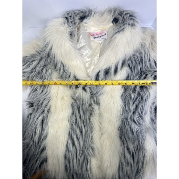 Vintage Donnybrook Faux Fur Long Coat White Gray Striped Plush Elegant Size 12 - Picture 10 of 10